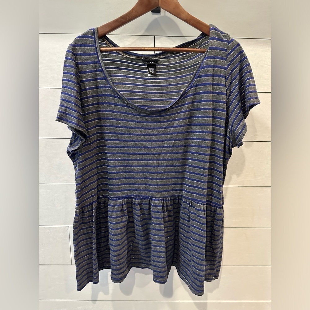 Torrid Striped Blue and Gray Women's Top- size 2